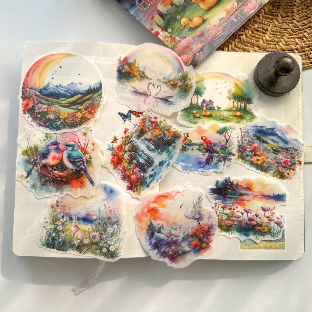 HHXZ606|G-2| - sticker package Flower Sea Boat Series Landscape Landscaping Special Oil and Paper Cut Film Handbook Material