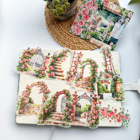 HYMY603|G-2| - stickers garden dream series retro and paper handbook material stickers DIY creative stickers