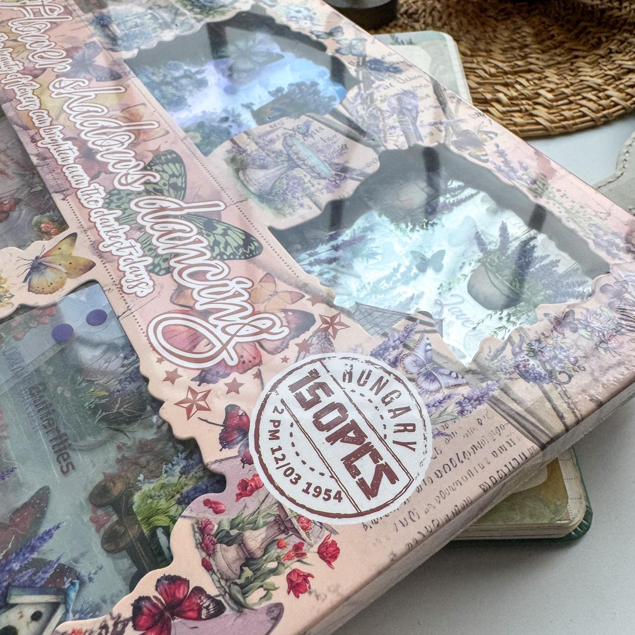 HYPX101 - boxed stickers flower shadow lightly series retro creative hand account film DIY material set