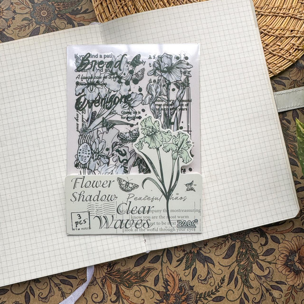 HYSX606|G3| Cross-border ZABCpet sticker flower poem heart series creative retro film cutting hand account material sticker 3 into