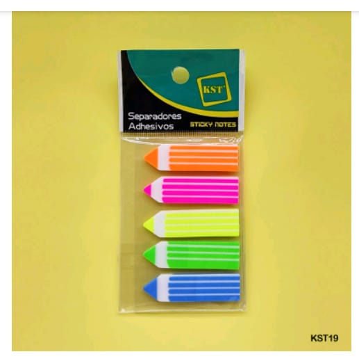 KST19|G-12| Sticky Notes Pencil Plastic Fluorescent 5 Colors