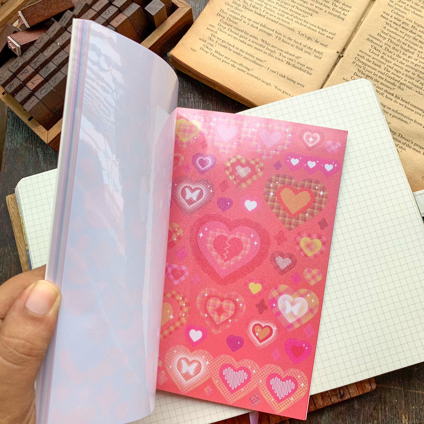 KQ-1623-HI - Kawaii Decorative Sticker Book | Deco Stickers | 24 Sheets | 12.5x18.5CM | Heartbeat Island