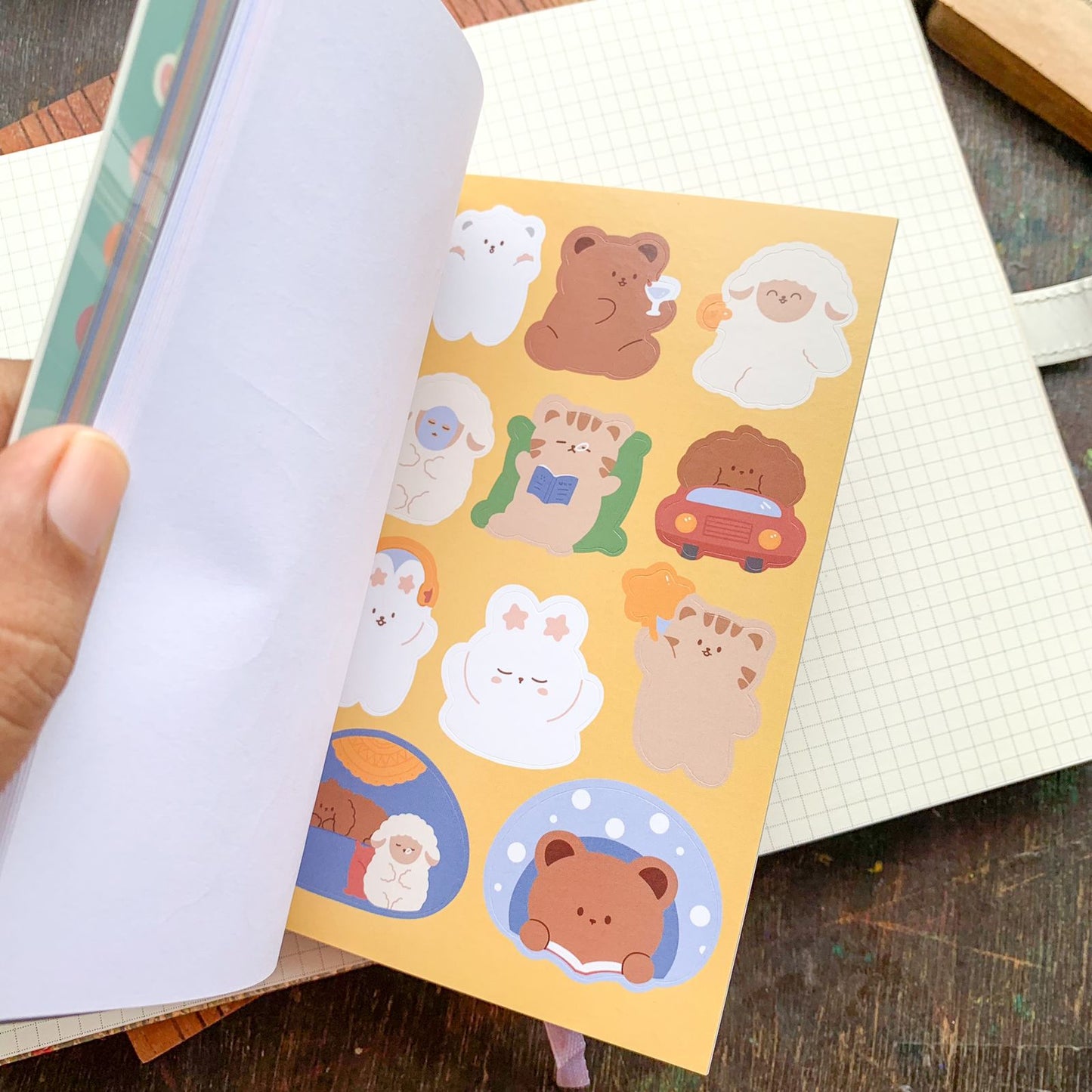 KQ-0069-AST - Kawaii Decorative Sticker Book | Paper & PET Stickers | 15 Paper & 15 PET Stickers Sheets | 30 Sheets | 15x13 CM | A Small Theater
