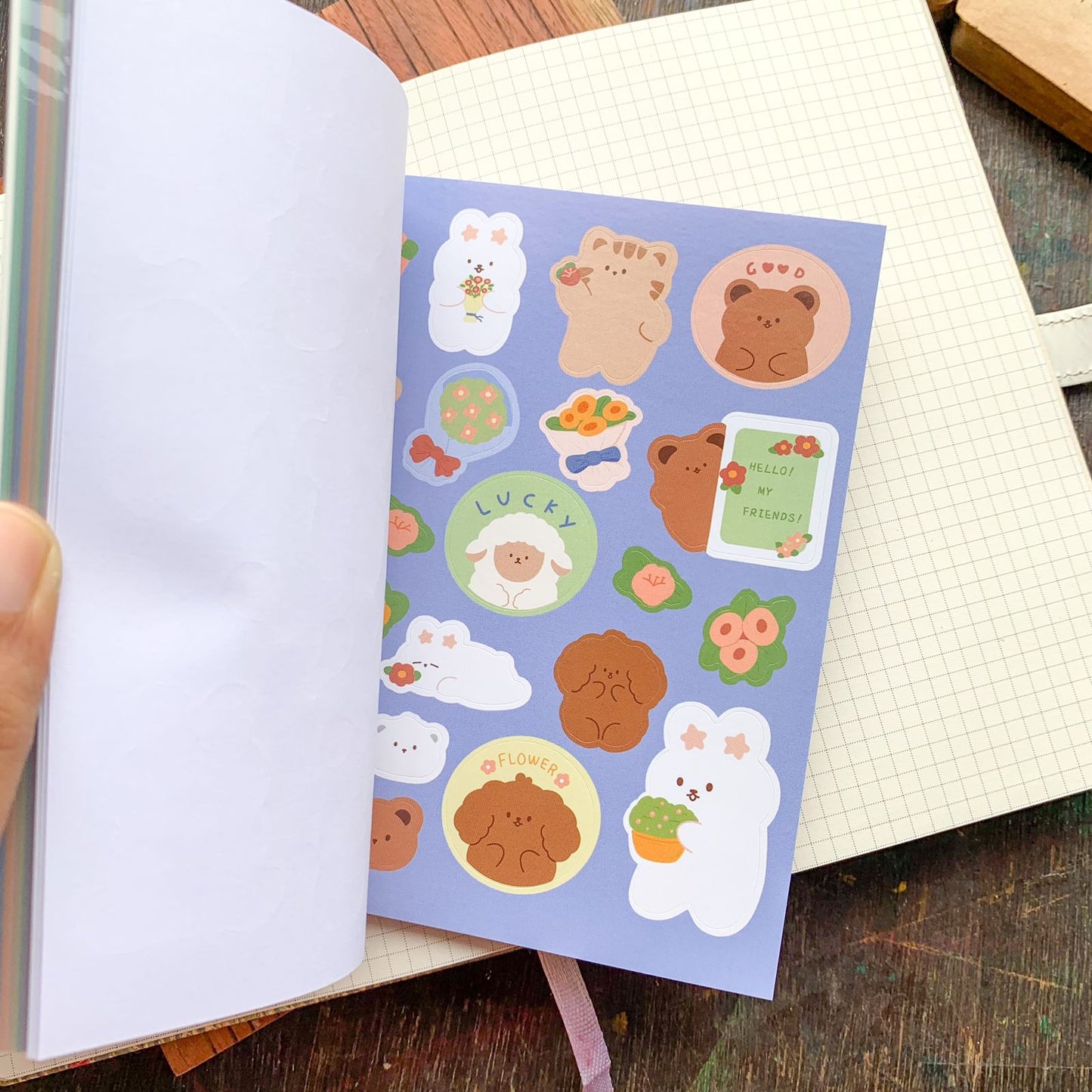 KQ-0069-AST - Kawaii Decorative Sticker Book | Paper & PET Stickers | 15 Paper & 15 PET Stickers Sheets | 30 Sheets | 15x13 CM | A Small Theater