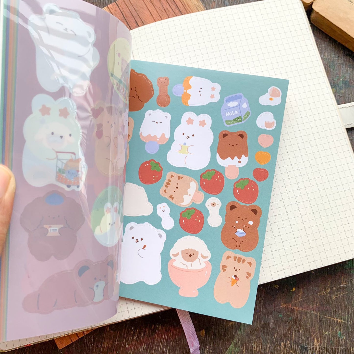 KQ-0069-AST - Kawaii Decorative Sticker Book | Paper & PET Stickers | 15 Paper & 15 PET Stickers Sheets | 30 Sheets | 15x13 CM | A Small Theater