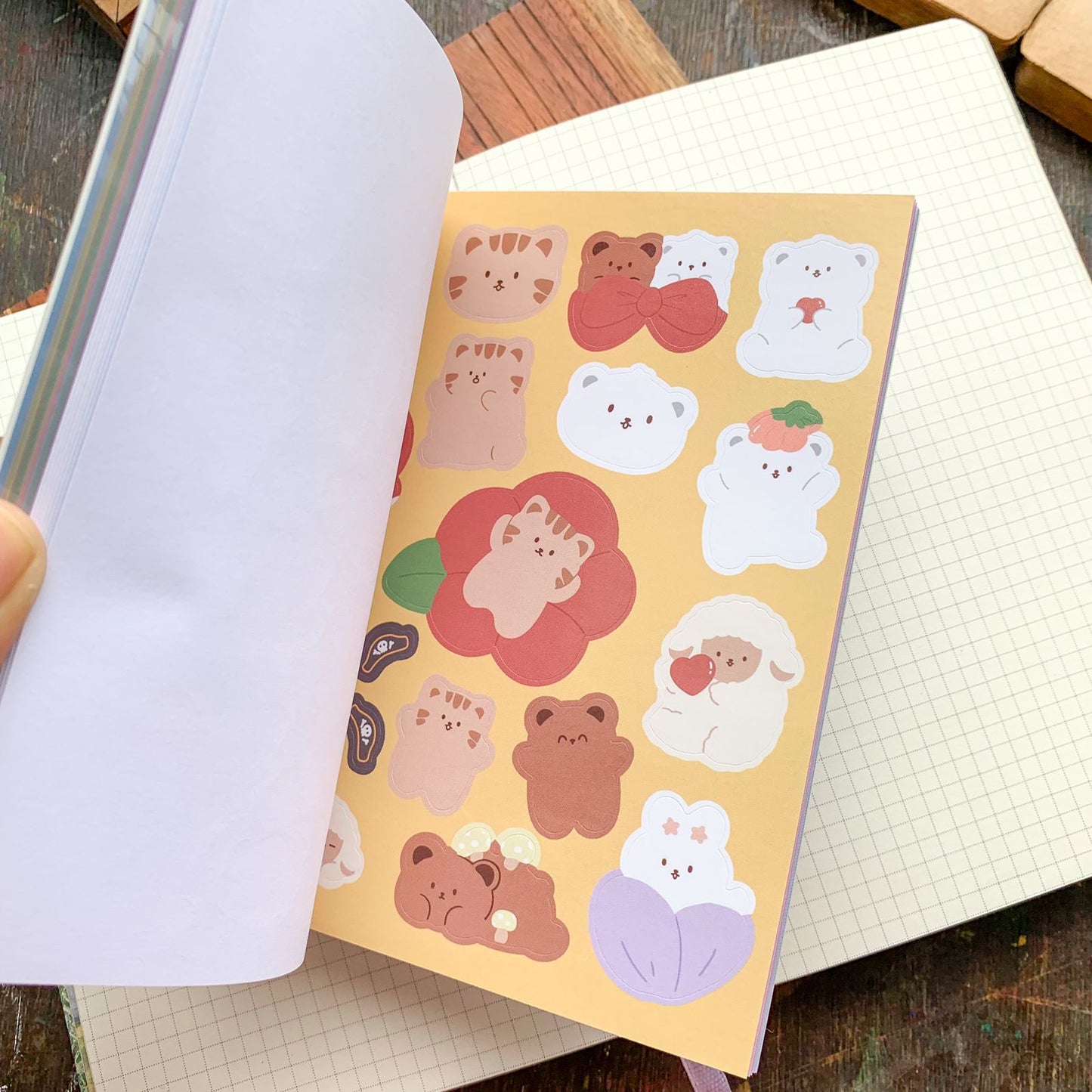 KQ-0068-CP - Kawaii Decorative Sticker Book | Paper & PET Stickers | 15 Paper & 15 PET Stickers Sheets | 30 Sheets | 15x13 CM | Cheese Planet