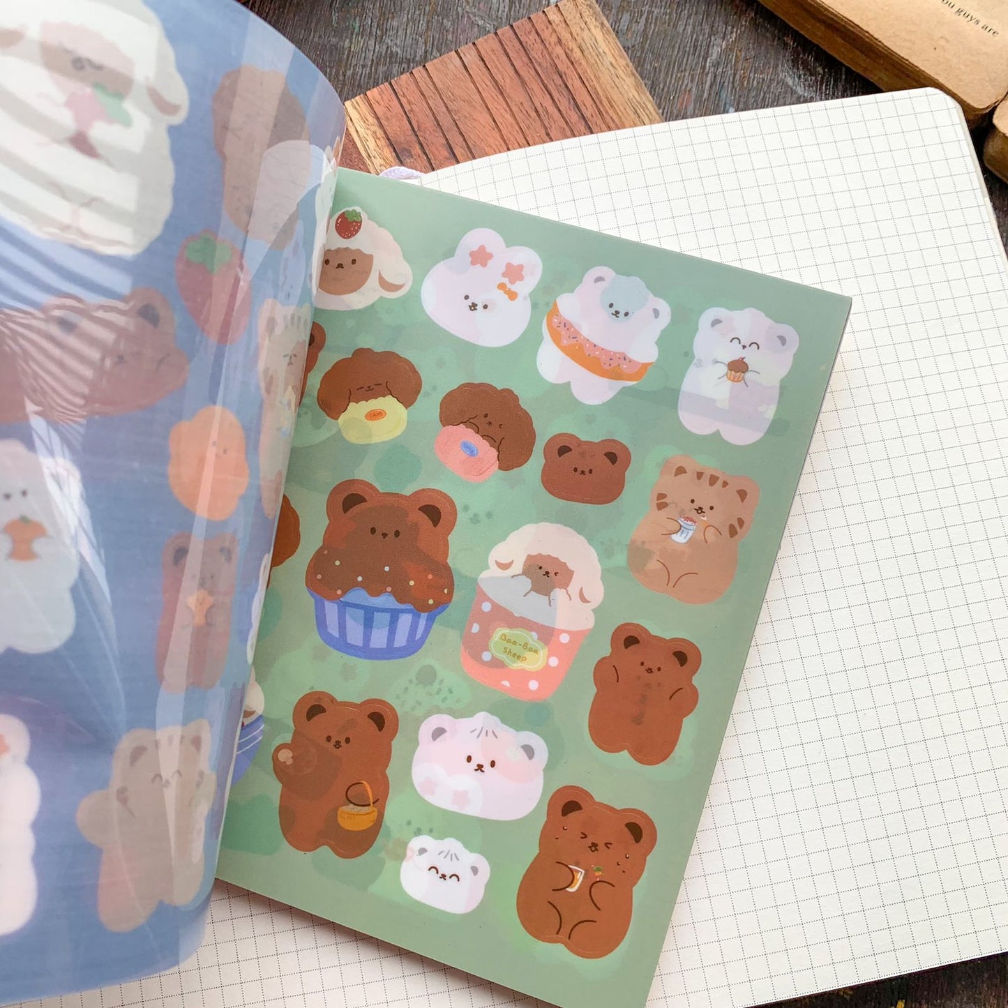 KQ-0066-CPP - Kawaii Decorative Sticker Book | Paper & PET Stickers | 15 Paper & 15 PET Stickers Sheets | 30 Sheets | 15x13 CM | Cool Play Park