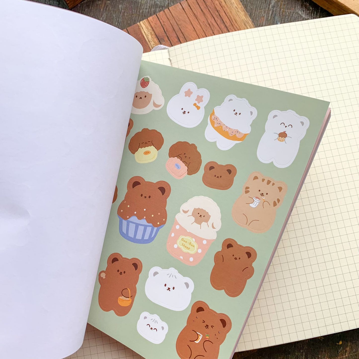 KQ-0066-CPP - Kawaii Decorative Sticker Book | Paper & PET Stickers | 15 Paper & 15 PET Stickers Sheets | 30 Sheets | 15x13 CM | Cool Play Park