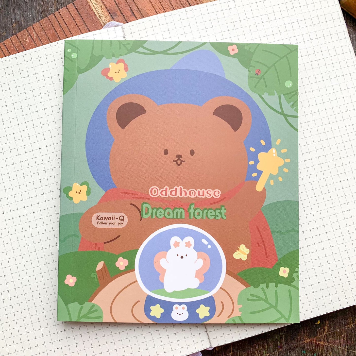 KQ-0067-DF - Kawaii Decorative Sticker Book | Paper & PET Stickers | 15 Paper & 15 PET Stickers Sheets | 30 Sheets | 15x13 CM | Dream Forest