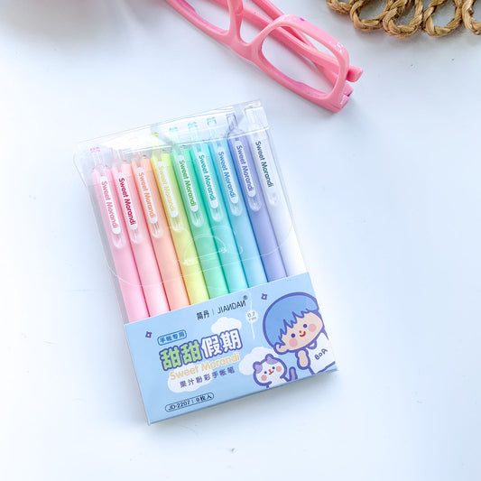 JD2207 | 9 Pcs Morandi Colour Gel Pen Set
