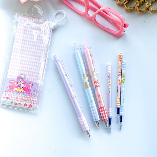 JD2228 | 3 Pcs 0.5 Gel Pen Set Princess Theme | Blue ink