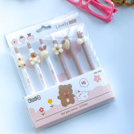 KQ0101 | 6 Pcs Gel Pen Set | Cute Pen Set