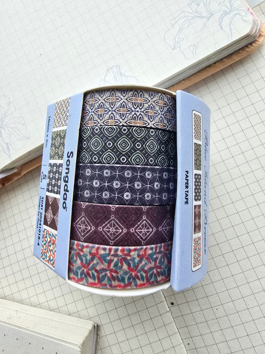 Washi Tape Set of 5 Washi tapes 10mm | Japanese Washi Paper | 2 Meter each(1018-4)