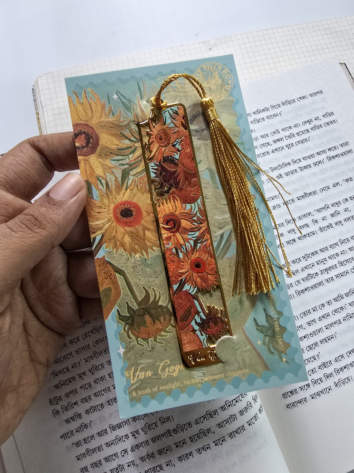 Sunflower | Bookmark | Van Gogh Inspired | Premium Glossy Finish | Durable Artistic Bookmark | 22*108