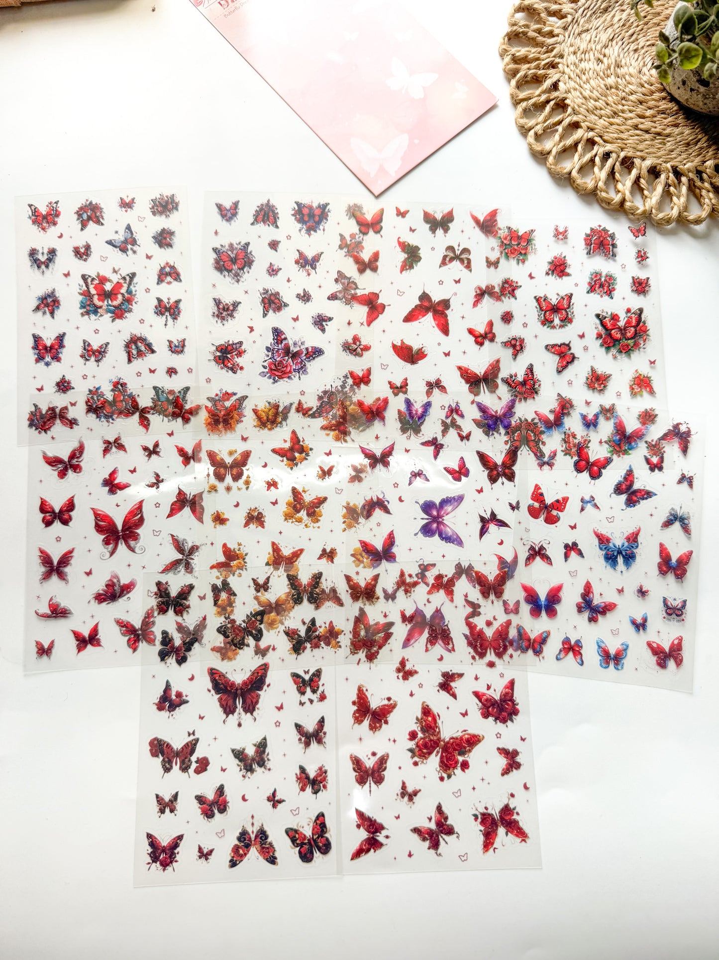 YXMD603 - sticker under the moon butterfly laser shell light hand account sticker waterproof pet film hand account material