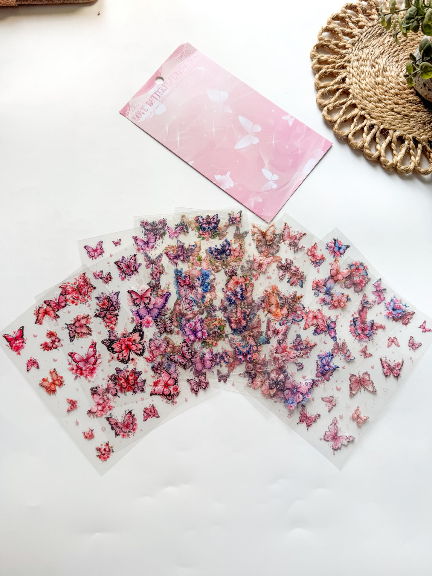 YXMD601|G-1|   sticker under the moon butterfly laser shell light hand account sticker waterproof pet film hand account material