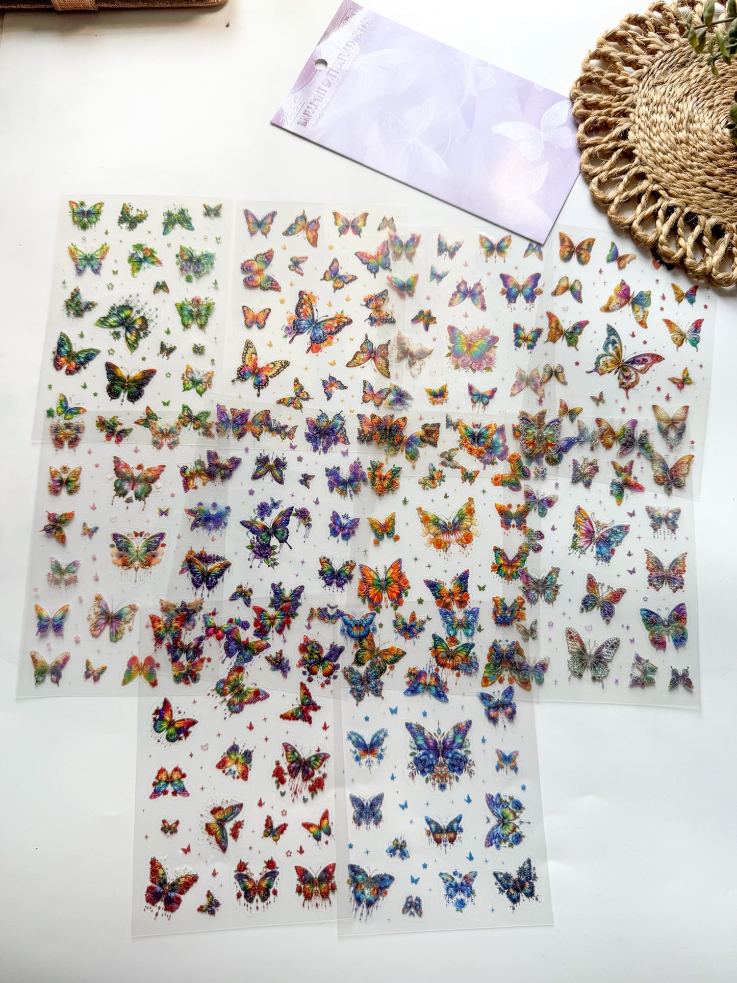 YXMD605 | G1| sticker under the moon butterfly laser shell light hand account sticker waterproof pet film hand account material