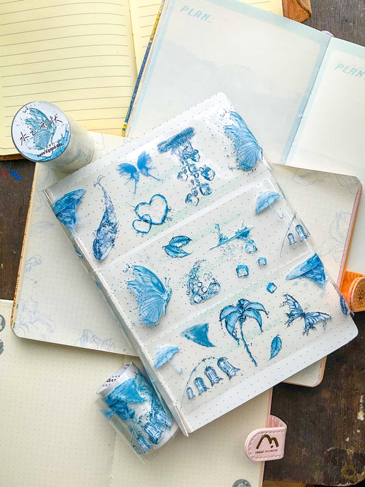 MHD-SDXZ005||RD|Transparent  Pet Sticker Roll| Butterfly & Water Splash ||2mtr|Width 6cm|Pre Cut Sticker