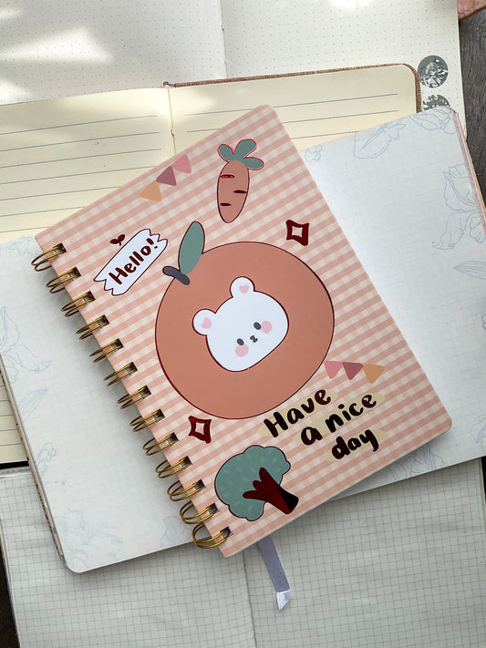 B501-hello! Have A Nice Day| Kawaii Dairy | Spiral binding |Ruled Special Notebooks 80 Pages 17.5x12.5 cm |Spriral Cute Kawaii Character Diary