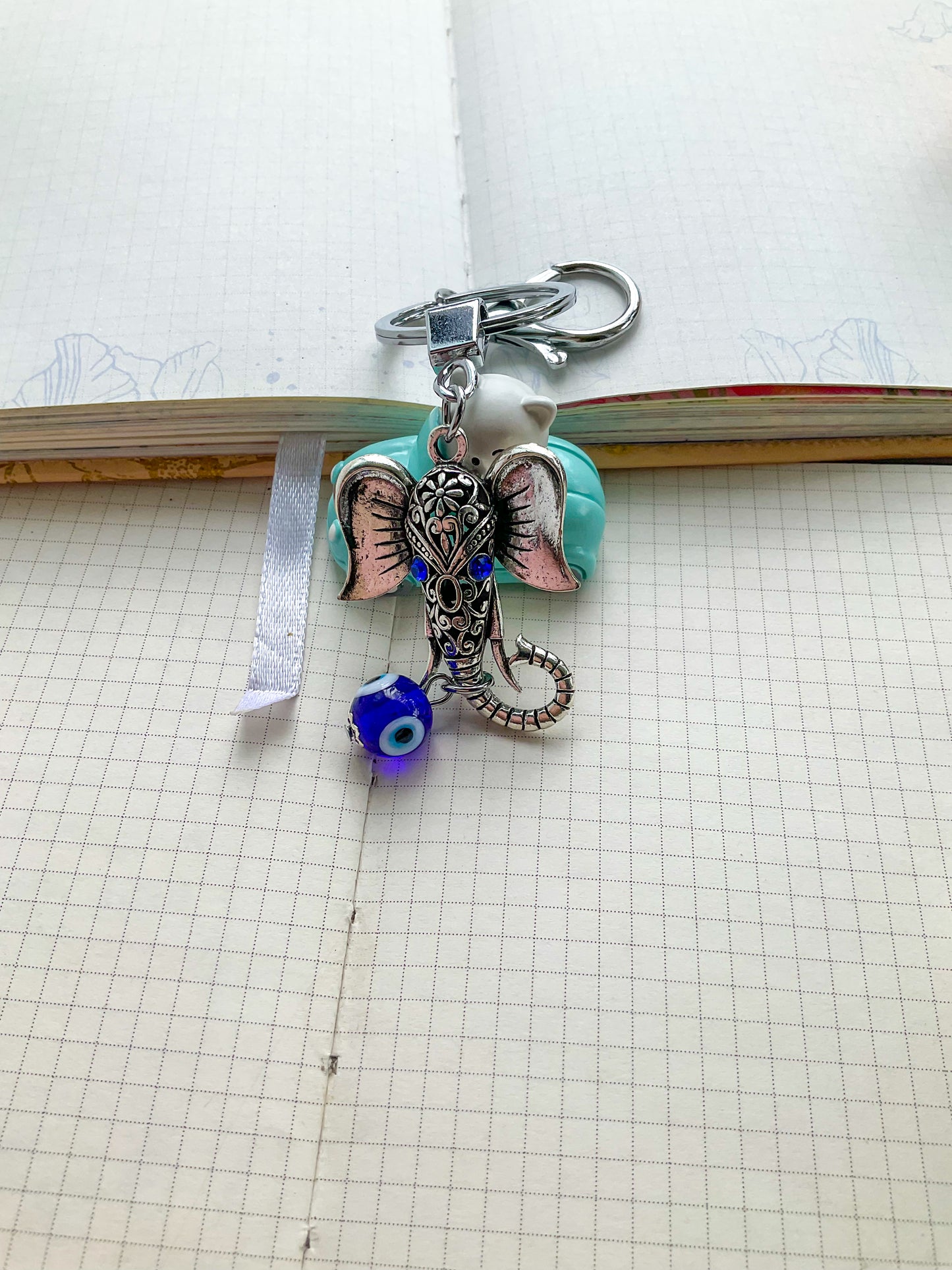 Evil Eye Protecting Elephant Keychain