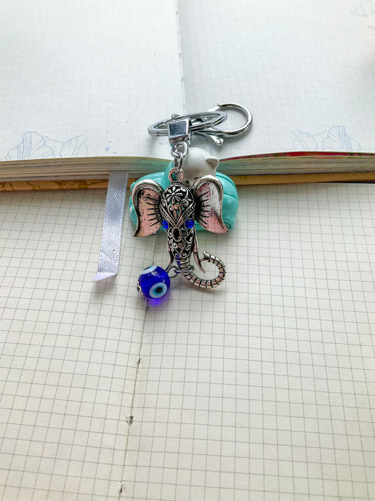 Evil Eye Protecting Elephant Keychain