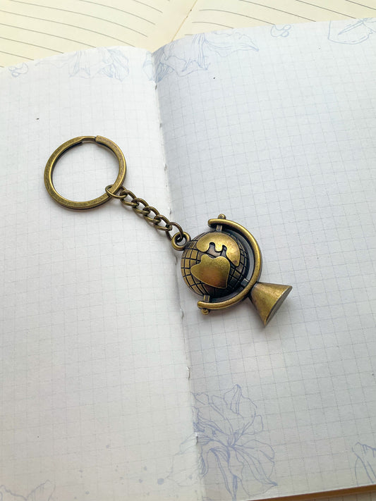 WORLD MAP KeyChain |Globe Earth Bronze Pendant Keychain| Metal