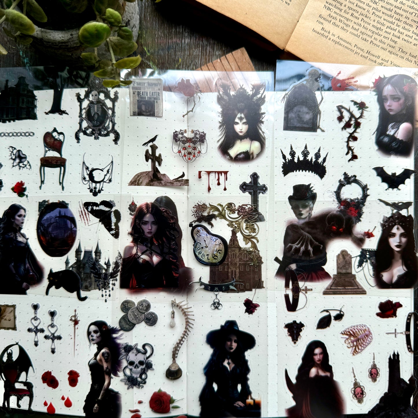Atltb - 402 PET  Journal Pet Sticker goth   - 6 sheets