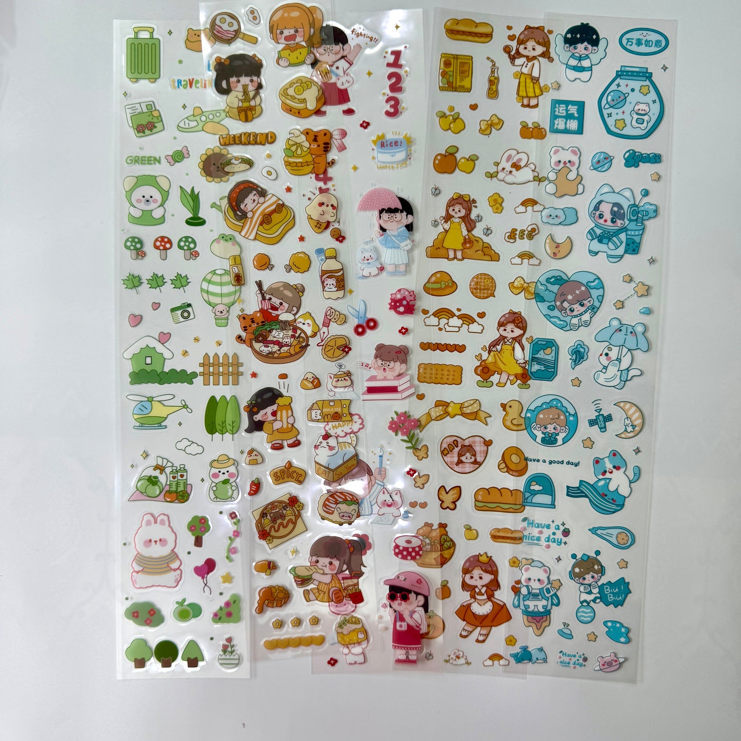 #10 Kawaii Long Sticker Set | Cute Stickers | 40*8cm | 20 Sheets