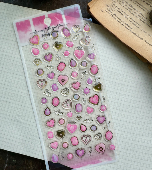 YTAS103 Lovely Heart 3d Foiled Sticker  | 1 sheet