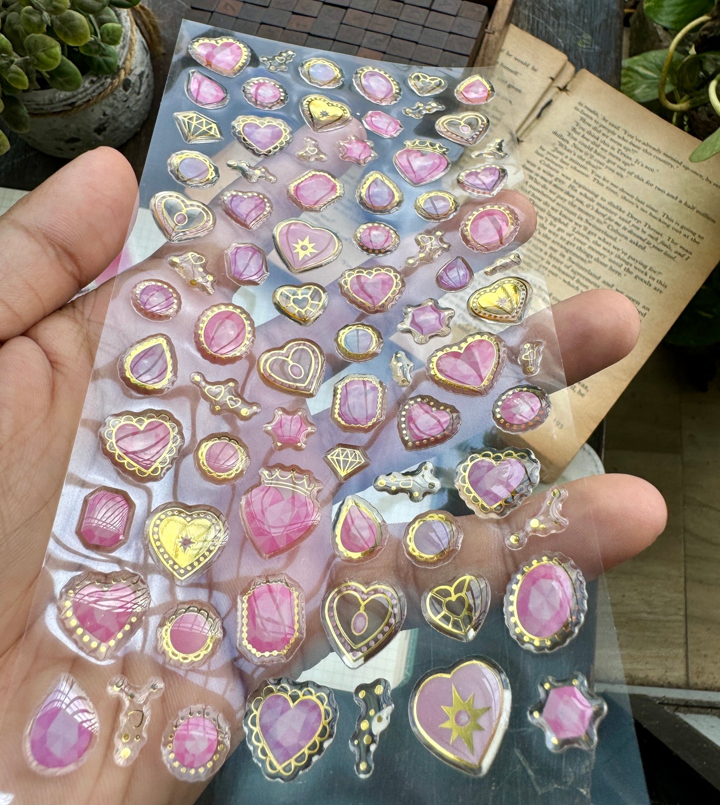 YTAS103 Lovely Heart 3d Foiled Sticker  | 1 sheet