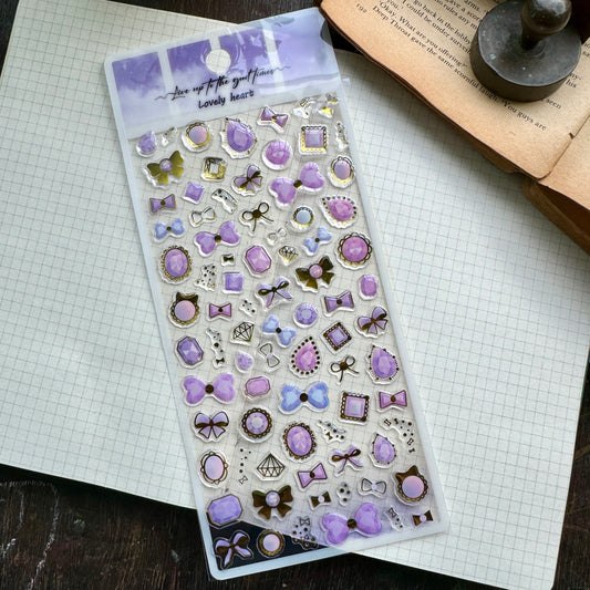 YTAS104  Lovely Heart 3d Foiled Sticker  | 1 sheet