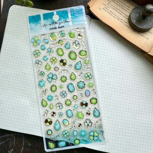 YTAS107 Lovely Heart 3d Foiled Sticker  | 1 sheet