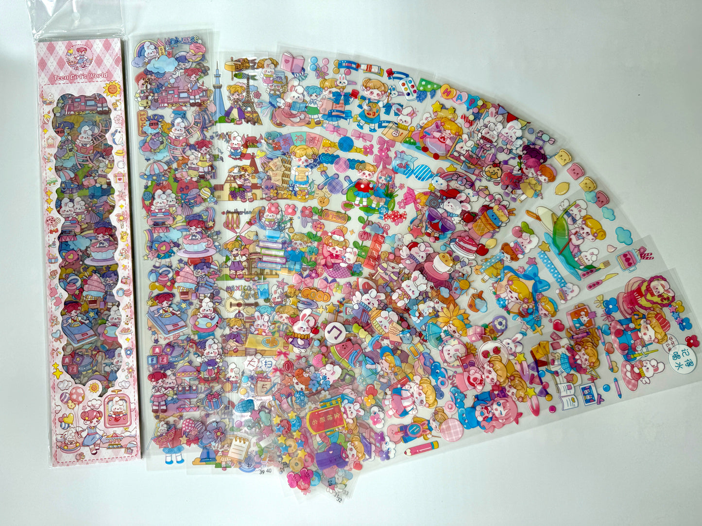 #11 Kawaii Long Sticker Set | Cute Stickers | 40*8cm | 20 Sheets