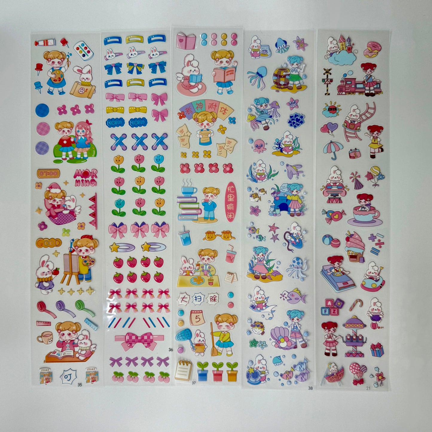 #11 Kawaii Long Sticker Set | Cute Stickers | 40*8cm | 20 Sheets