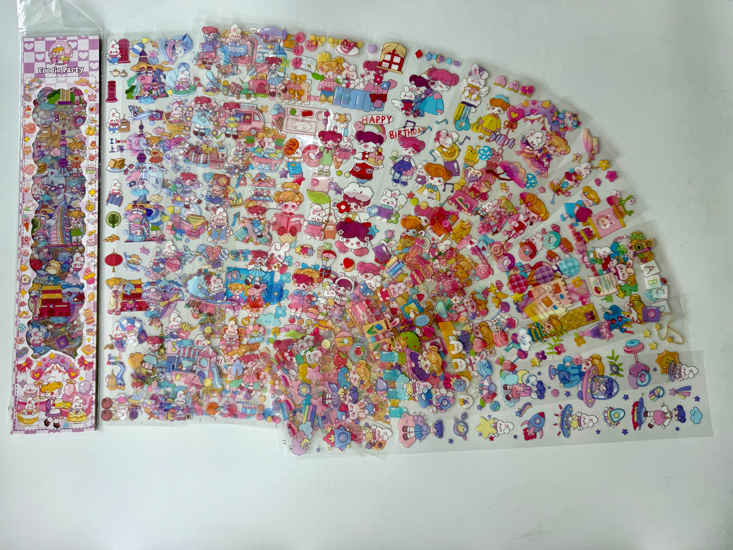#12|G-1| Kawaii Long Sticker Set | Cute Stickers | 40*8cm | 20 Sheets