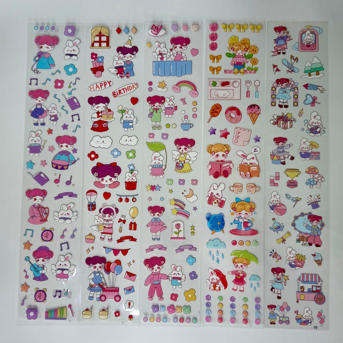 #12|G-1| Kawaii Long Sticker Set | Cute Stickers | 40*8cm | 20 Sheets