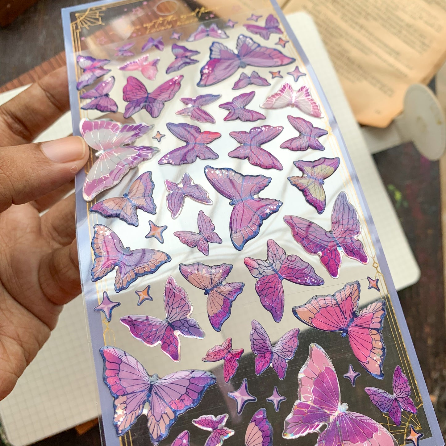 YTCM004  |G10|  Lovely Heart Butterfly Puffy Sticker 3d Foiled Sticker  | 1 sheet