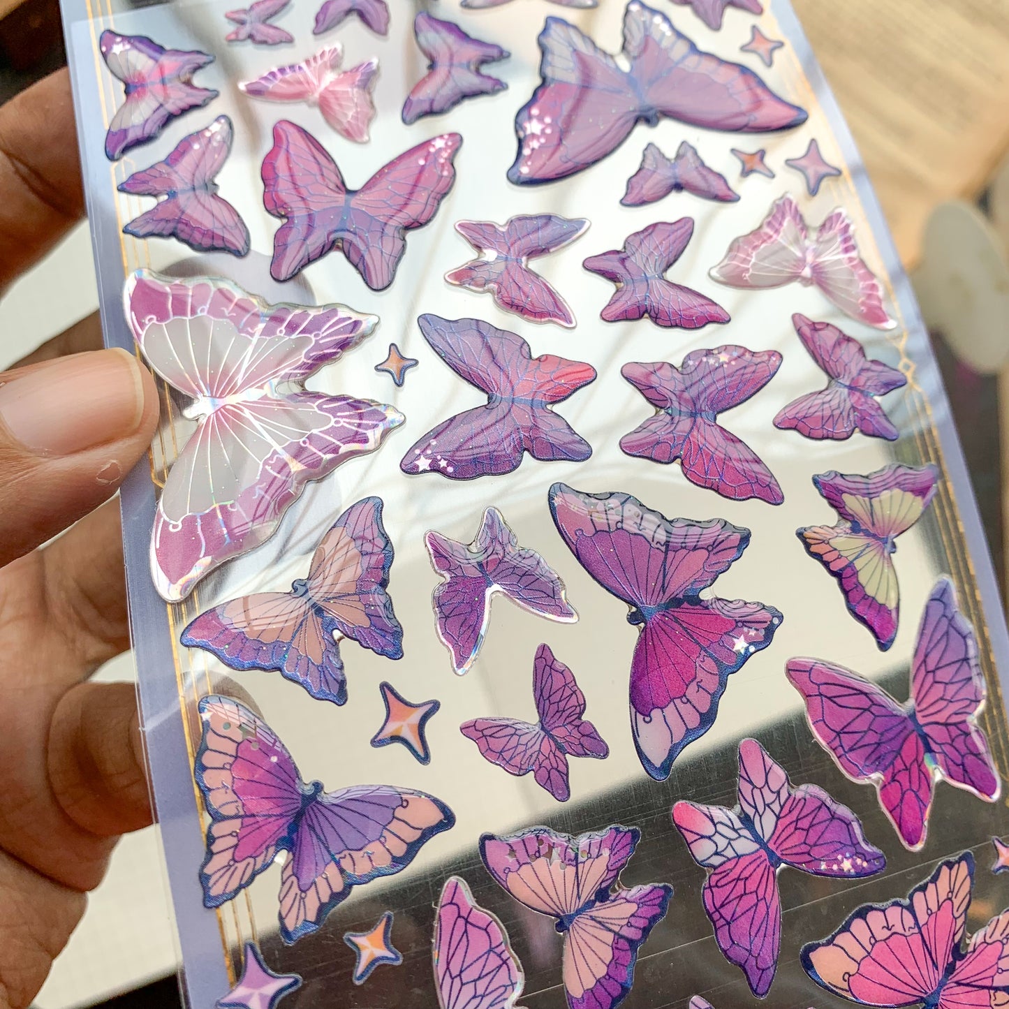 YTCM004  |G10|  Lovely Heart Butterfly Puffy Sticker 3d Foiled Sticker  | 1 sheet
