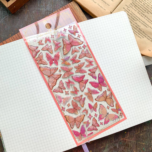 YTCM002 |G10|  Lovely Heart Butterfly Puffy Sticker 3d Foiled Sticker  | 1 sheet