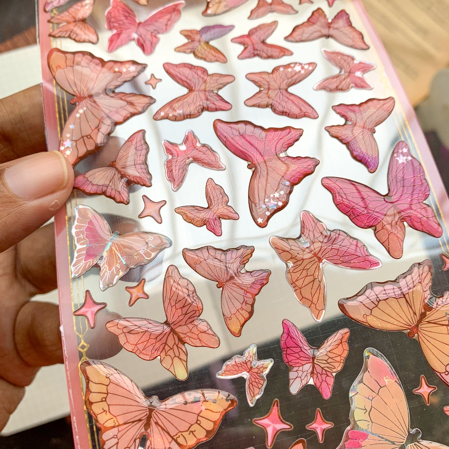 YTCM002 |G10|  Lovely Heart Butterfly Puffy Sticker 3d Foiled Sticker  | 1 sheet