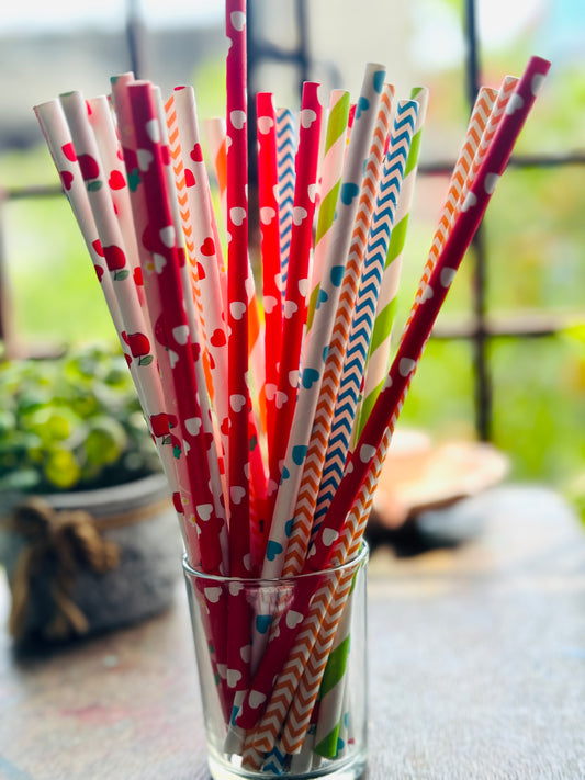 Paper Straw Random Design Pack of 30