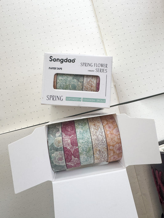 Sdrt240221-4 Spring Flower Series Washi Tape Set Paper Tape| 1cm* 2m  set of 5