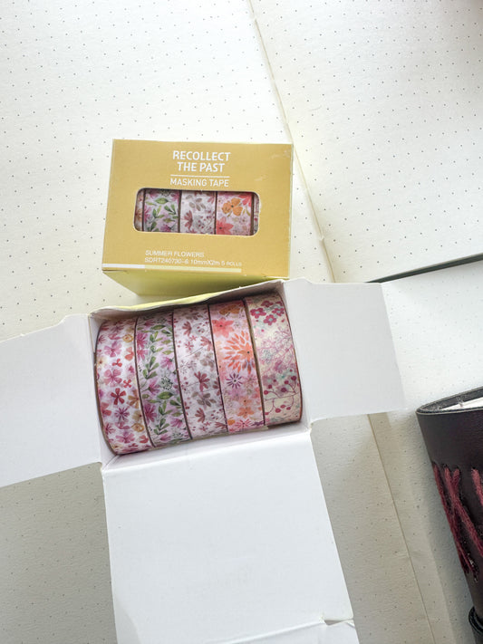 Sdrt240730-6 Summer Flower Series Washi Tape Set Paper Tape| 1cm* 2m  set of 5
