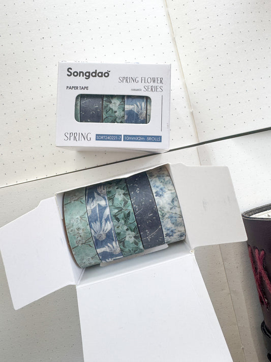 Sdrt240221-7 Spring Flower Series Washi Tape Set Paper Tape| 1cm* 2m  set of 5