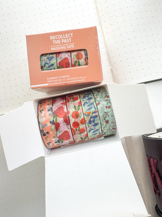 Sdrt240730-10 Summer Flower Series Washi Tape Set Paper Tape| 1cm* 2m  set of 5