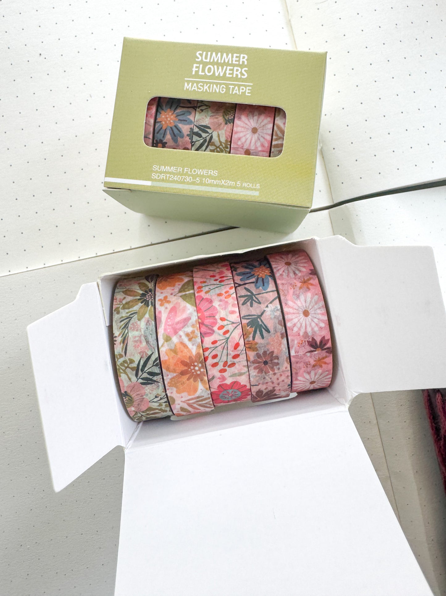 Sdrt240730-5 Summer Flower Series Washi Tape Set Paper Tape| 1cm* 2m  set of 5