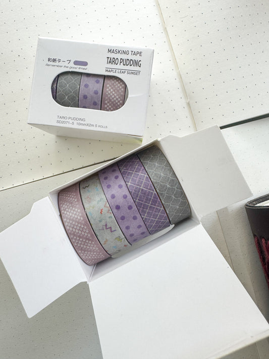 Sd2071-5 Taro Pudding Sago Series Washi Tape Set Paper Tape| 1cm* 2m  set of 5