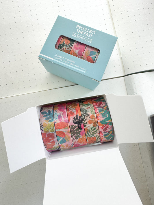 Sdrt240730-7 Summer Flower Series Washi Tape Set Paper Tape| 1cm* 2m  set of 5
