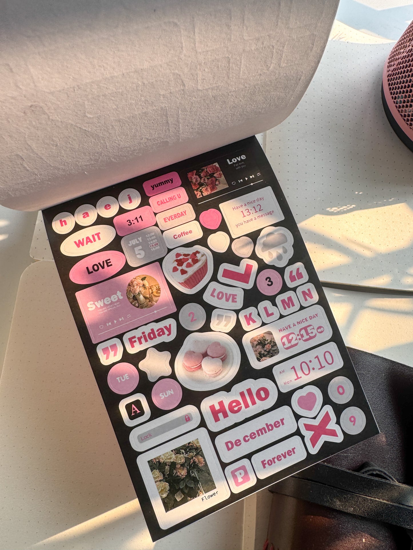 Wxth|G-6| Journal Paper sticker Book Pink | 12 Pages Pre Cut Sticker