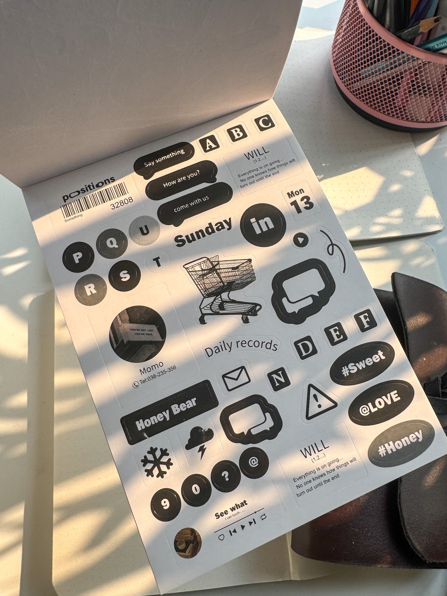 Wxth|G-6| Journal Paper Sticker Book Black | 12 Pages Pre Cut Sticker